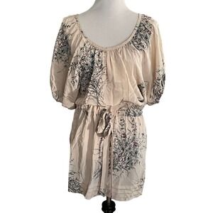 Rebecca Taylor Dress •Women 2• Silk Tie Waist Cream Floral